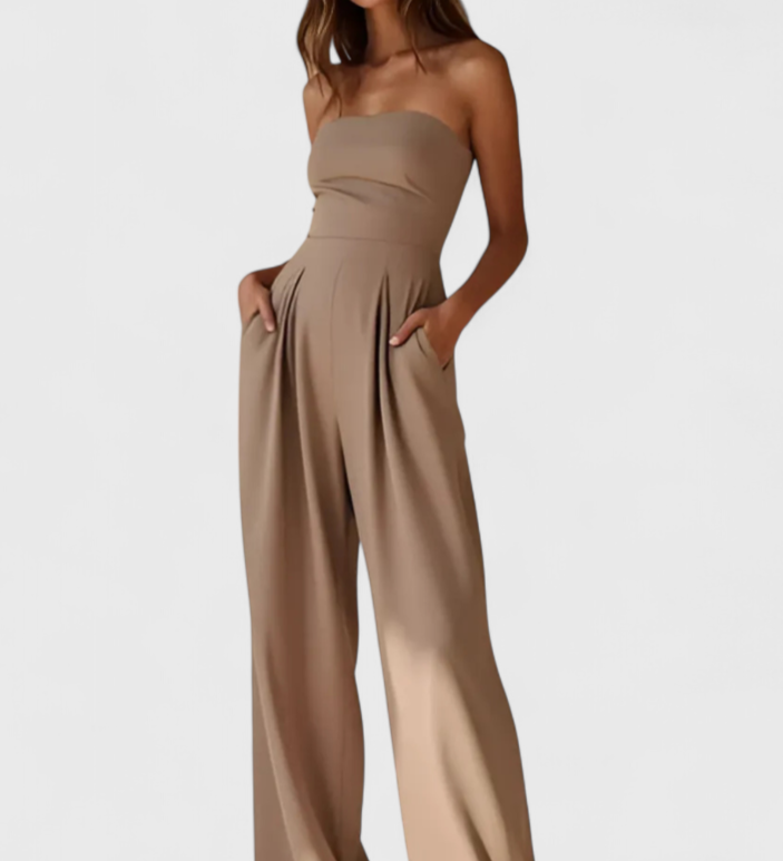 Llona - Elegantní plátěný overal bez rukávů