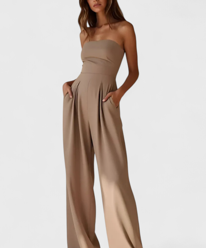 Llona - Elegantní plátěný overal bez rukávů