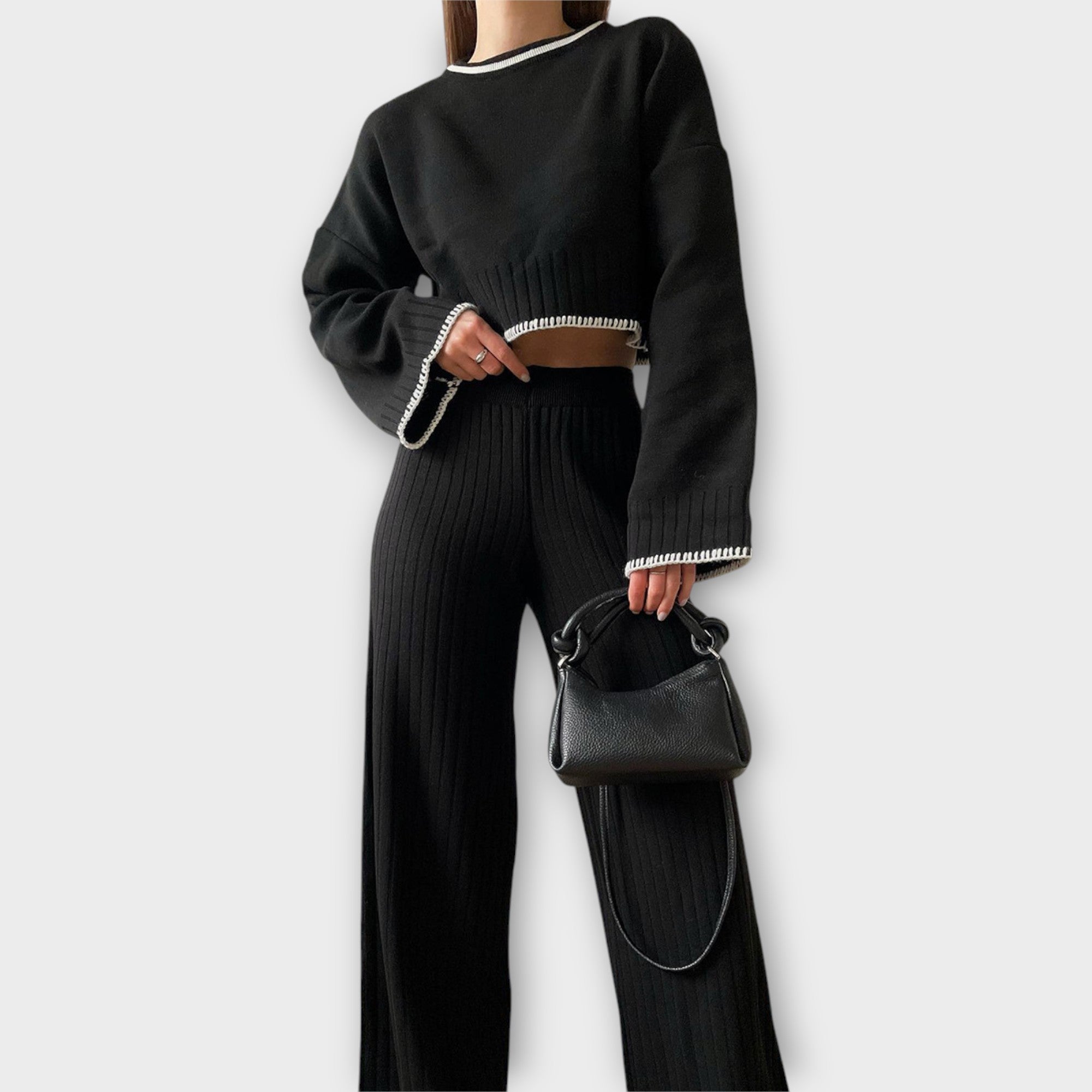 Strikket sæt med zkrácená blůza 