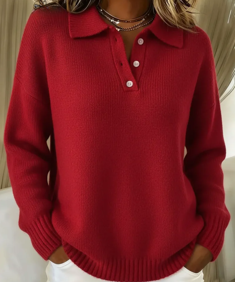 Lucía - Svetr na knoflíky s polo límcem