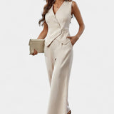 Heskia Souprava bezrukávové vested in širokých kalhot