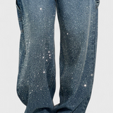 Dariya - Džíny cargo s balónovým střihem, s leskem a aplikacemi z kamínků