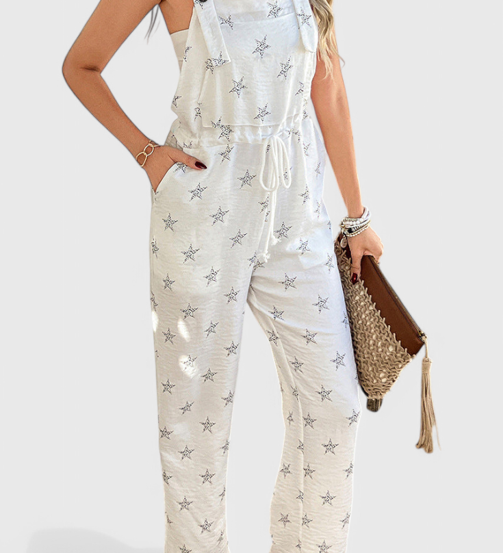 Bianca - Dlouhý overál volného střihu s potiskem hvězd