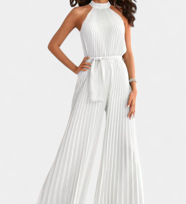 Patrizia - Kombinéza Palazzo plisovaná s halterovým výstřihem