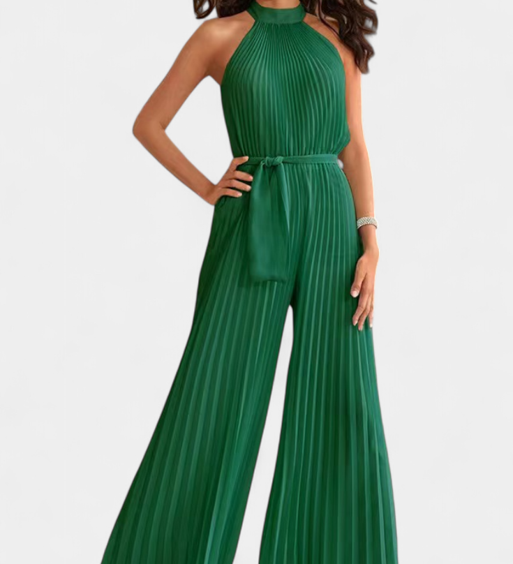 Patrizia - Kombinéza Palazzo plisovaná s halterovým výstřihem