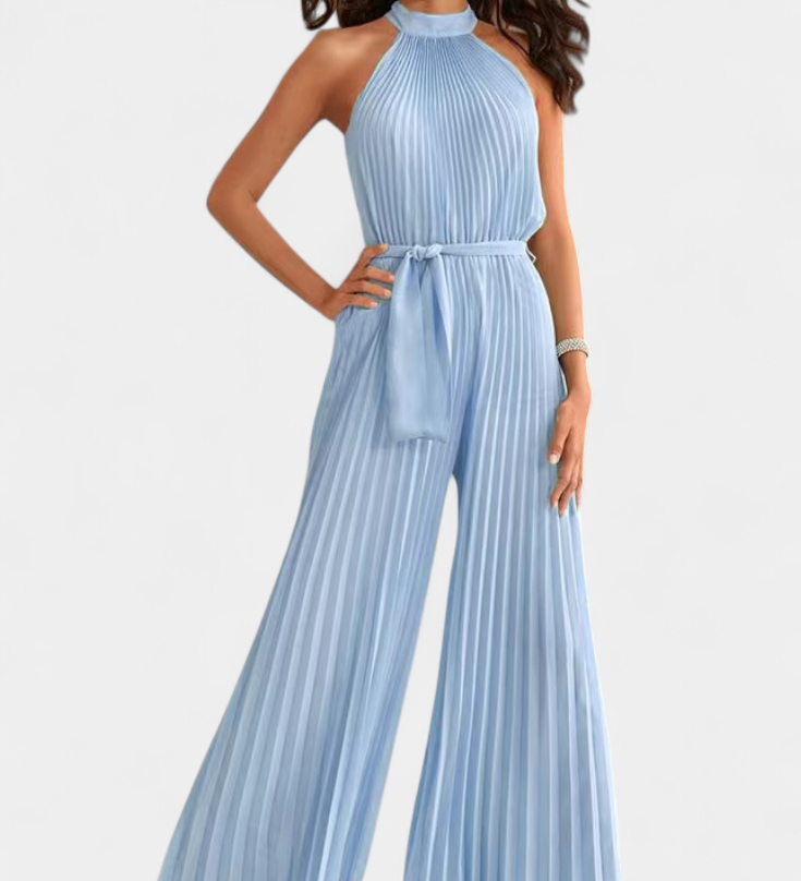 Patrizia - Kombinéza Palazzo plisovaná s halterovým výstřihem