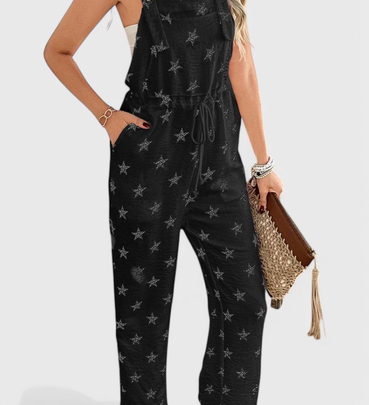 Bianca - Dlouhý overál volného střihu s potiskem hvězd