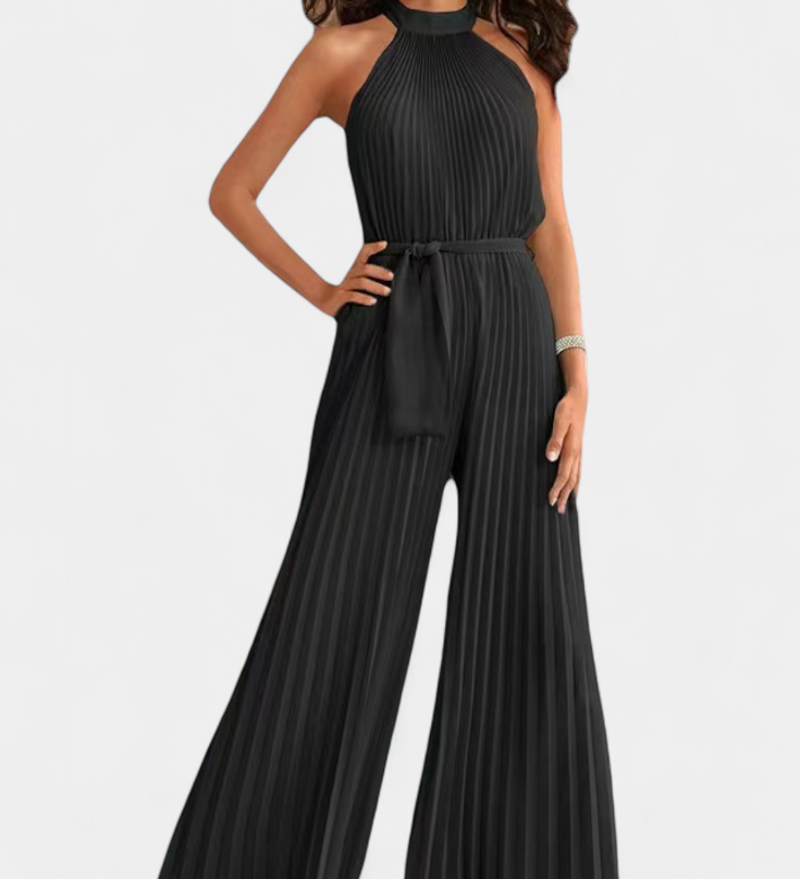 Patrizia - Kombinéza Palazzo plisovaná s halterovým výstřihem