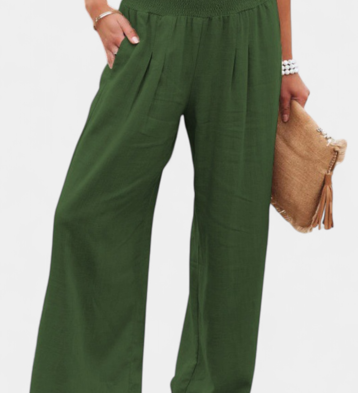 Lexia - Kalhoty z bavlny a lnu se volným střihem a přirozenou elegancí