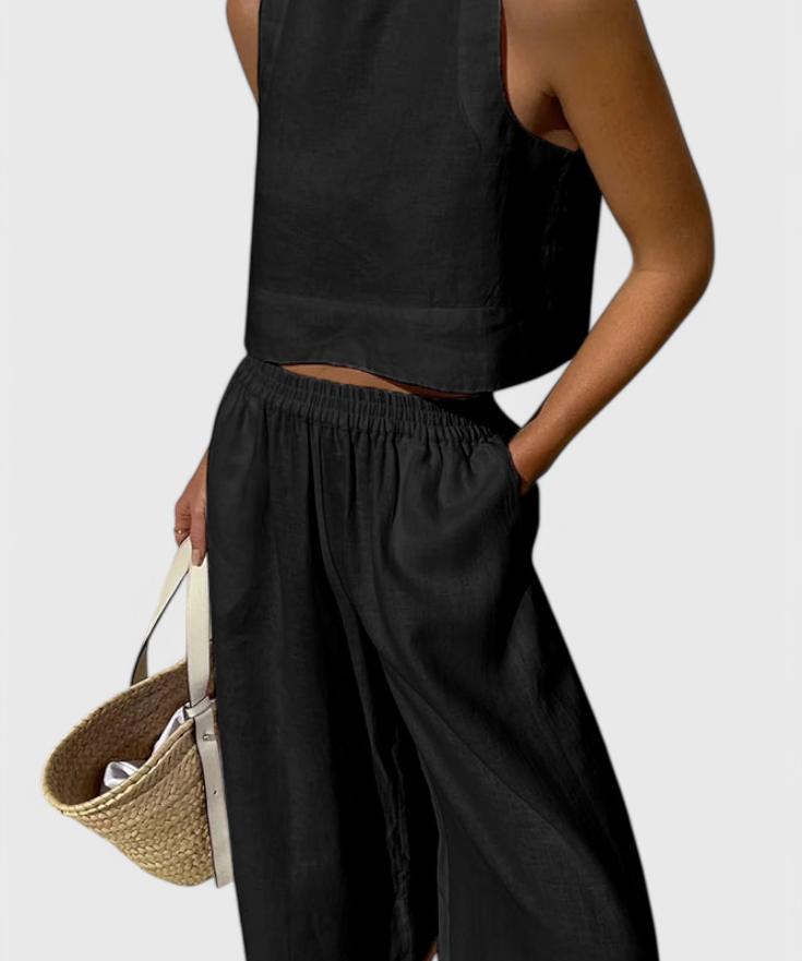 Avelina - Minimalistický set z bavlny a lehkého lněného materiálu