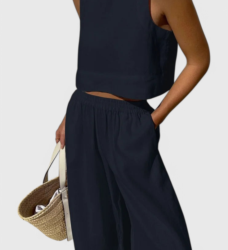 Avelina - Minimalistický set z bavlny a lehkého lněného materiálu