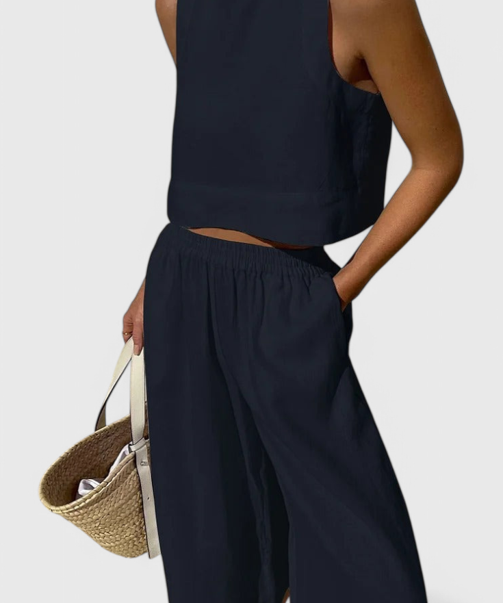 Avelina - Minimalistický set z bavlny a lehkého lněného materiálu