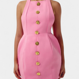 Yvonne - Minidress s halterovým výstřihem, odhalenými zády a květinovým detailem